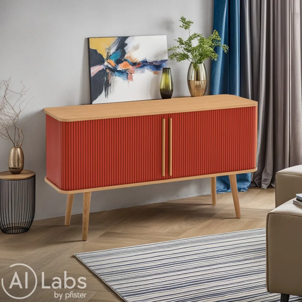 edy&liv Sideboard Helin eichefarbig, korallenrot Sale