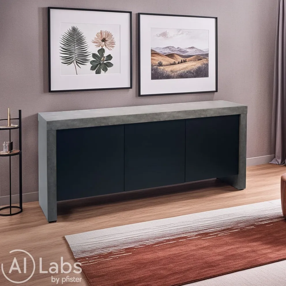Temahome Sideboard KOBE betongrau, schwarz Clearance