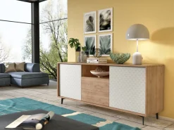 Sikelia Sideboard Living eichefarbig, weiss