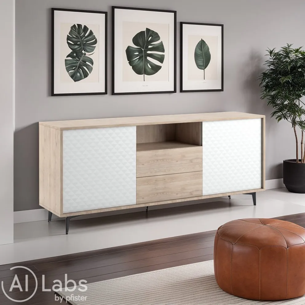 Sikelia Sideboard Living eichefarbig, weiss