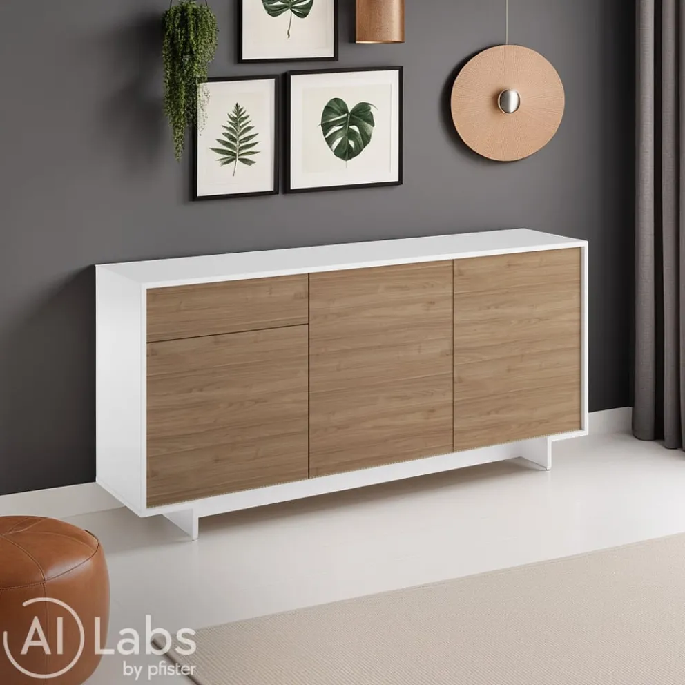 Sikelia Sideboard Living nussbaumfarbig, weiss New
