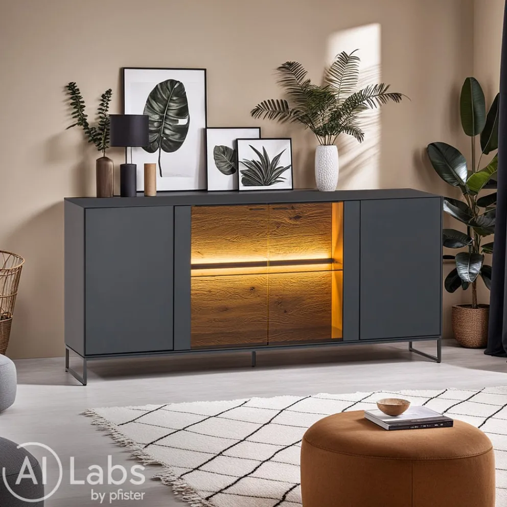 VALNATURA Sideboard Livino anthrazit Hot