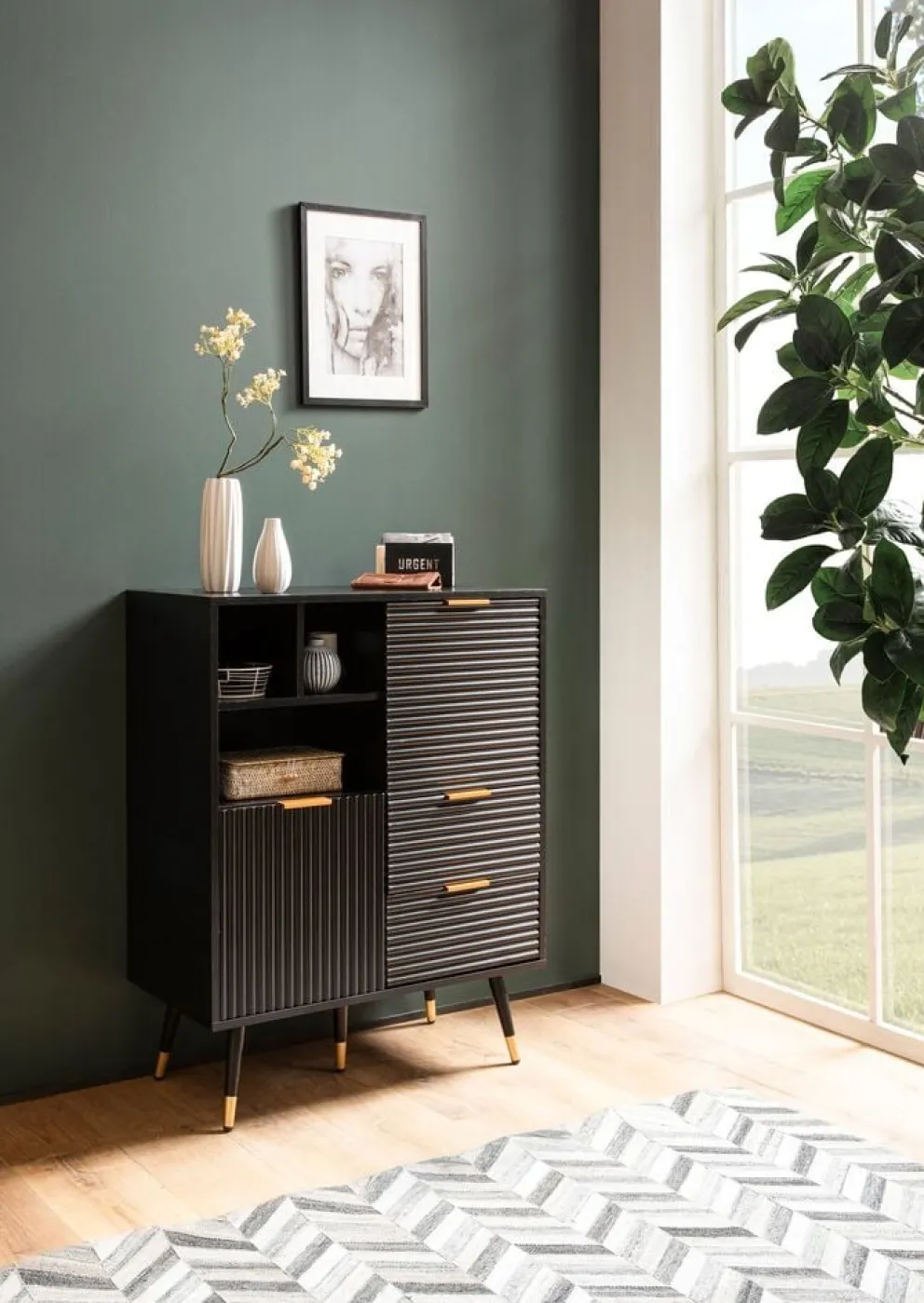 MID.YOU Sideboard Modern schwarz New