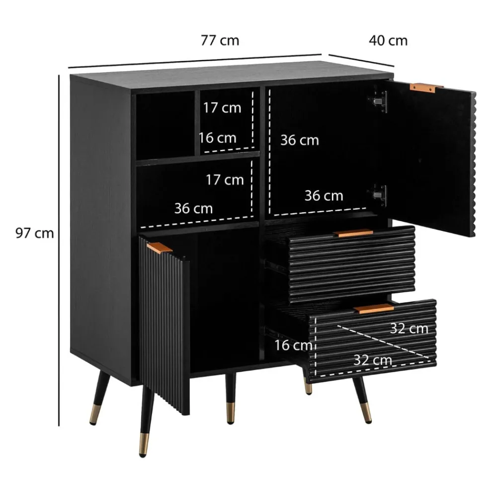 MID.YOU Sideboard Modern schwarz New
