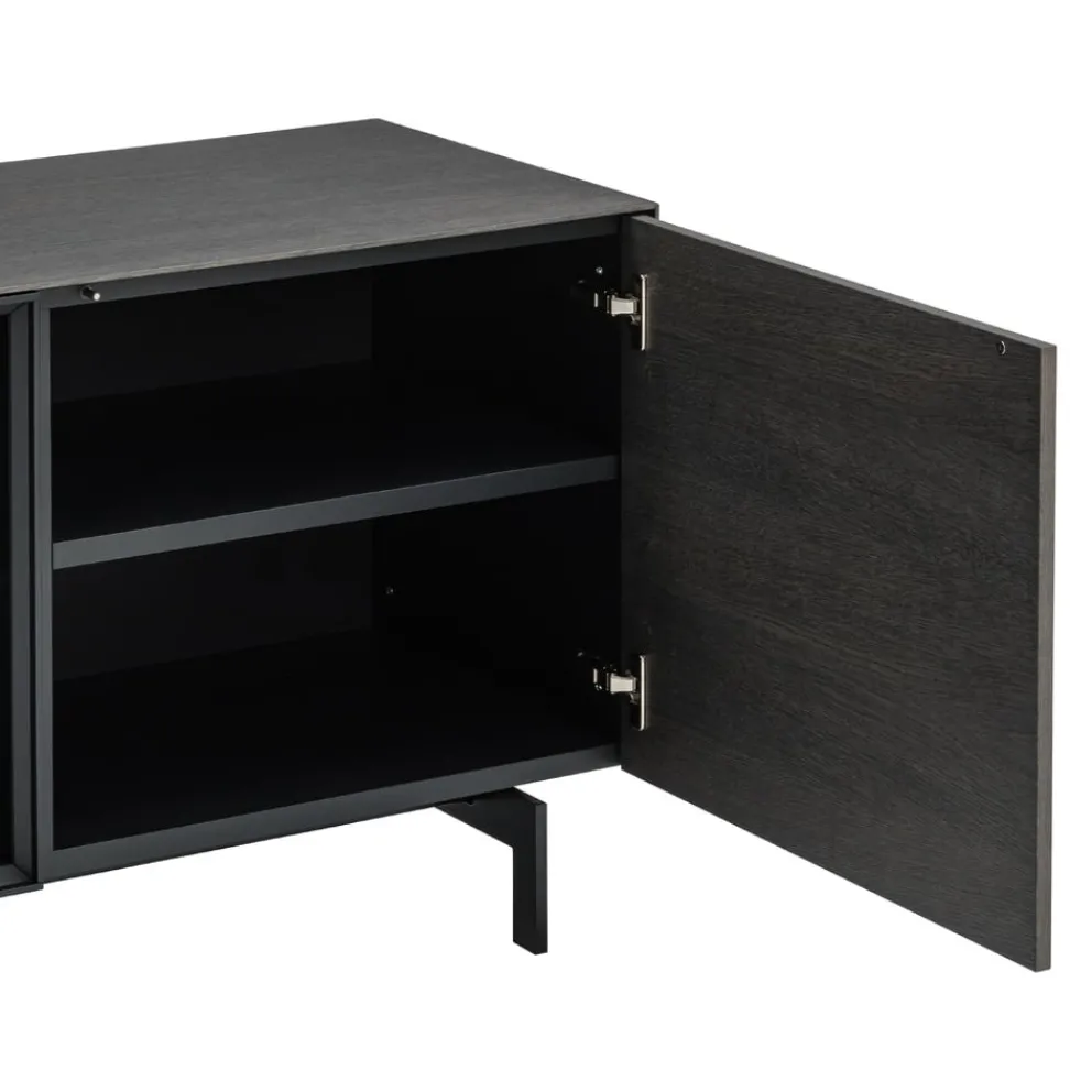 Piure Sideboard Nex E02 Eiche grey, Mattlack P43 Coal Hot