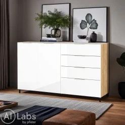 MID.YOU Sideboard Oakland navarra-eiche-nb., weiss