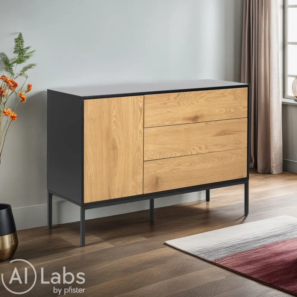 MID.YOU Sideboard Seaford schwarz, wildeichefarbig Outlet
