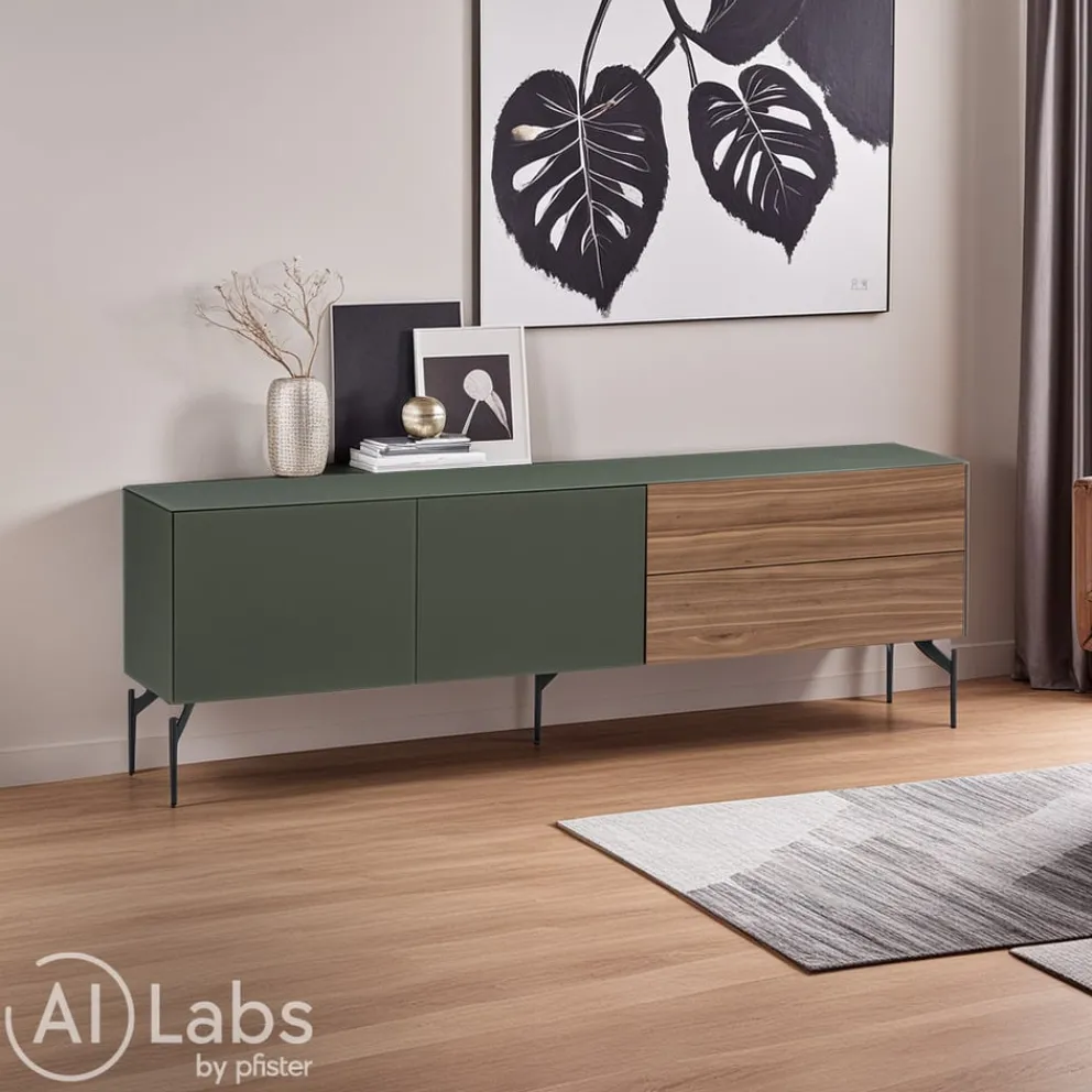 Johann Jakob Sideboard Skyline grüngrau, nussbaumfarbig Online