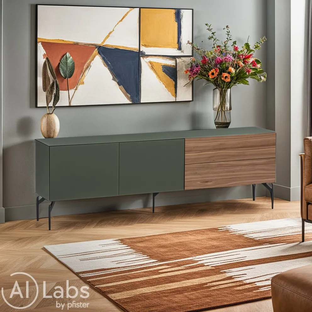 Johann Jakob Sideboard Skyline grüngrau, nussbaumfarbig Online