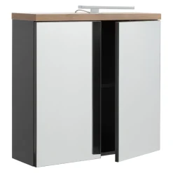 BYYU Spiegelschrank Mundi dunkelgrau, eichefarbig, transparent New