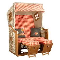 Nouvel Strandkorb Interlaken braun, rot Discount