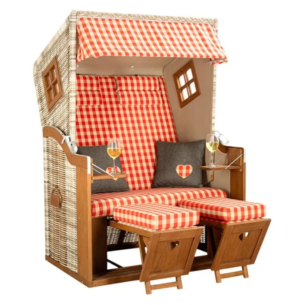 Nouvel Strandkorb Interlaken braun, rot Discount