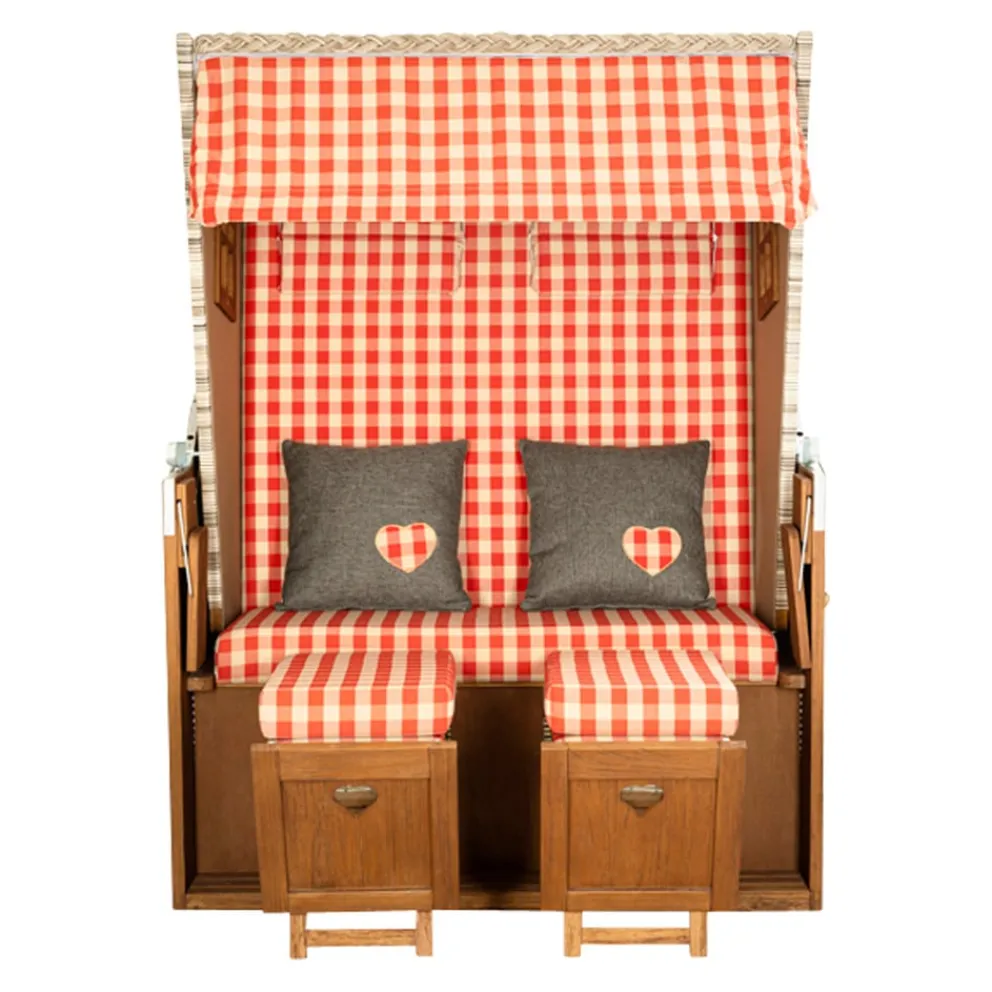 Nouvel Strandkorb Interlaken braun, rot Discount