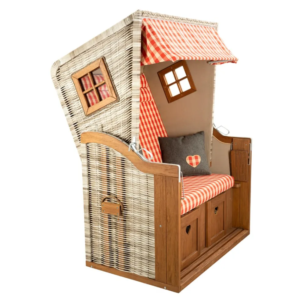 Nouvel Strandkorb Interlaken braun, rot Discount