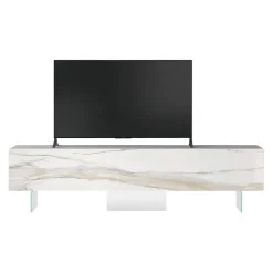 Lago TV-Möbel 36E8 Xglass calacatta gold, bianco New