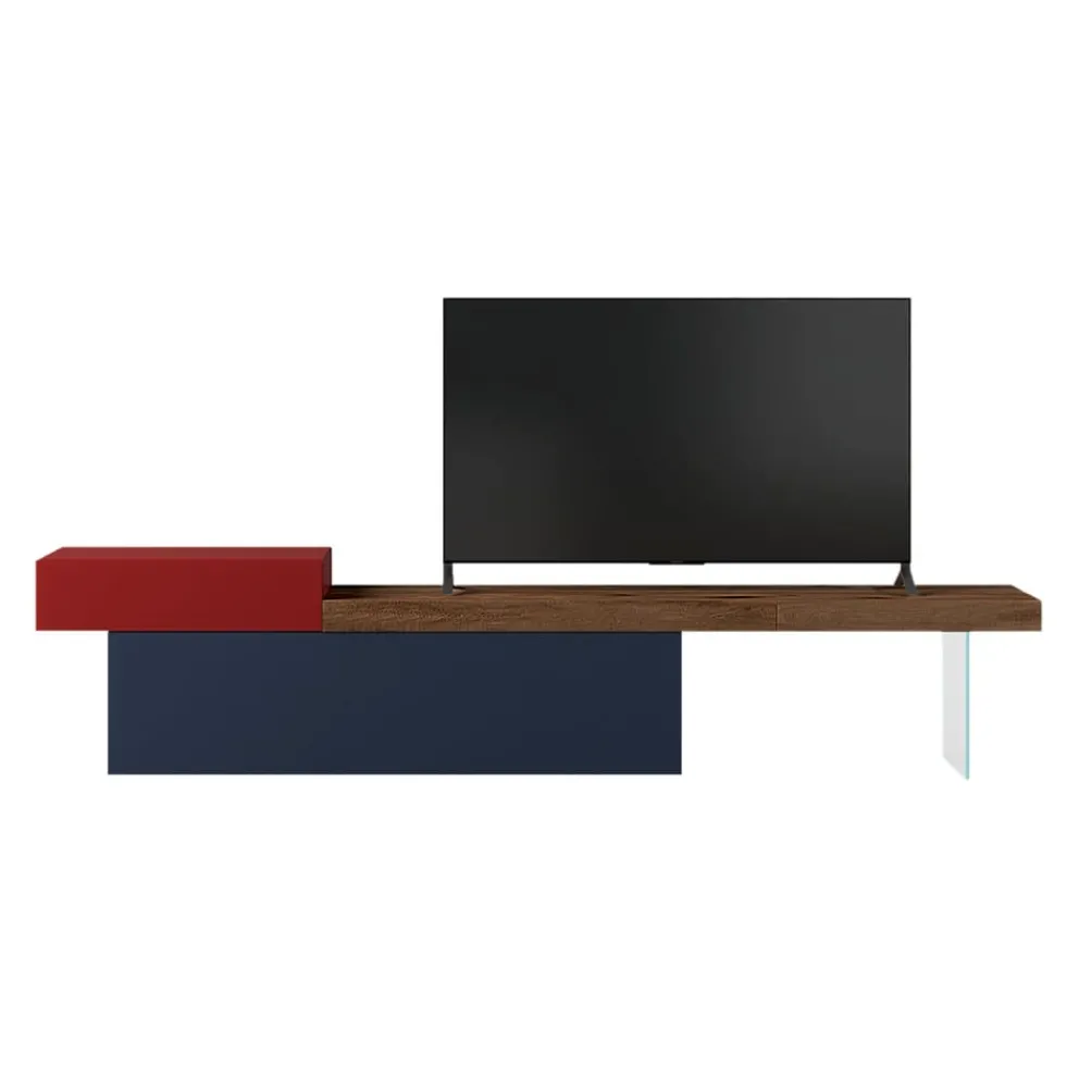 Lago TV-Möbel 36E8 Wildwood scuro, blu scuro, rosso Clearance