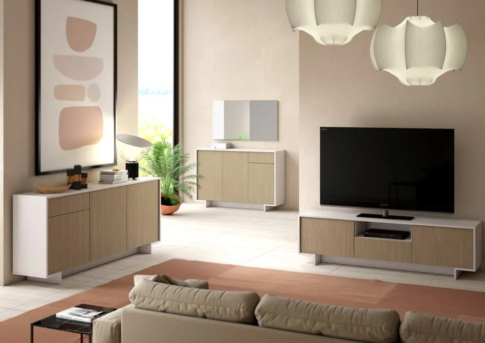 Sikelia TV-Möbel Living sandbraun, weiss Online
