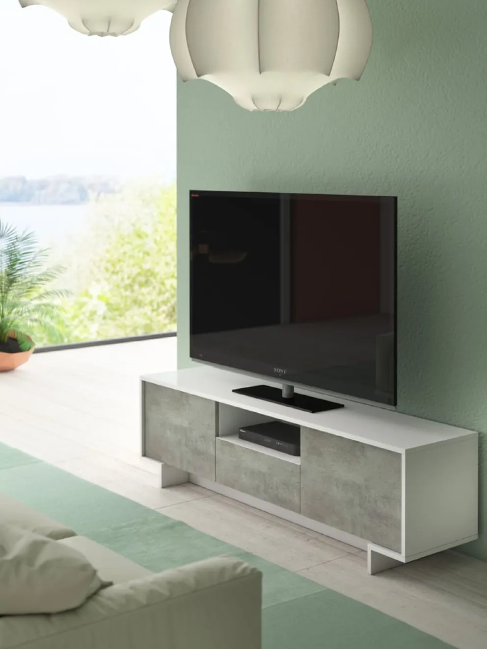 Sikelia TV-Möbel Living betongrau, weiss Sale