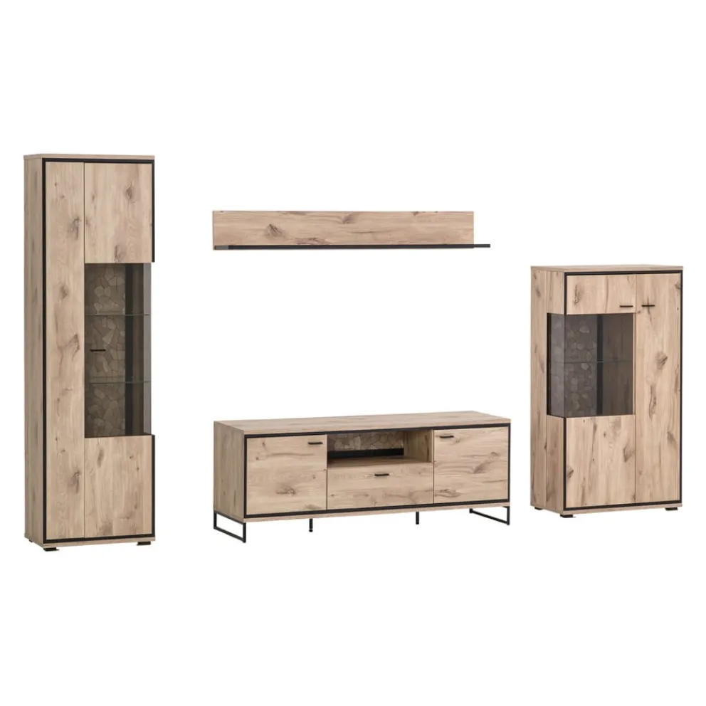 Livetastic Vitrine Ruben eichefarbig, schwarz Outlet