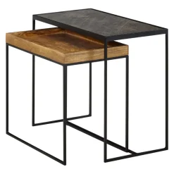 MID.YOU Zweisatztisch Mango braun, schwarz New