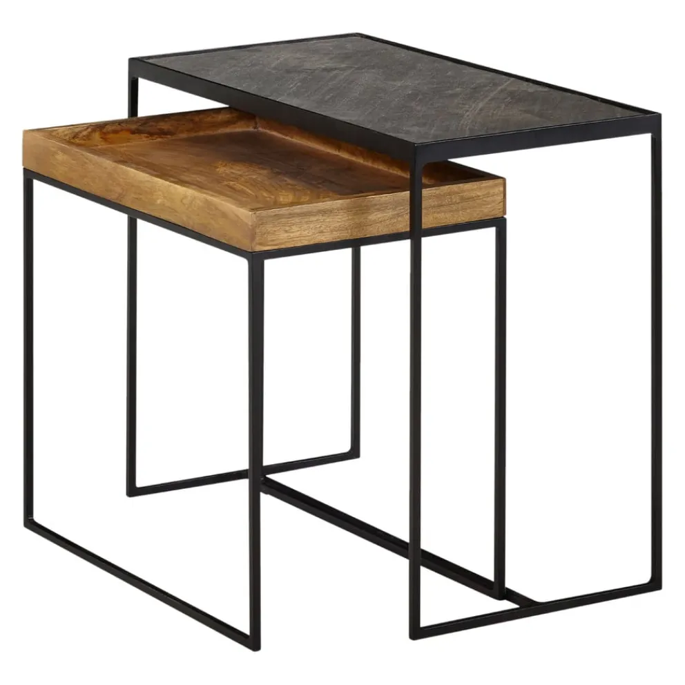 MID.YOU Zweisatztisch Mango braun, schwarz New