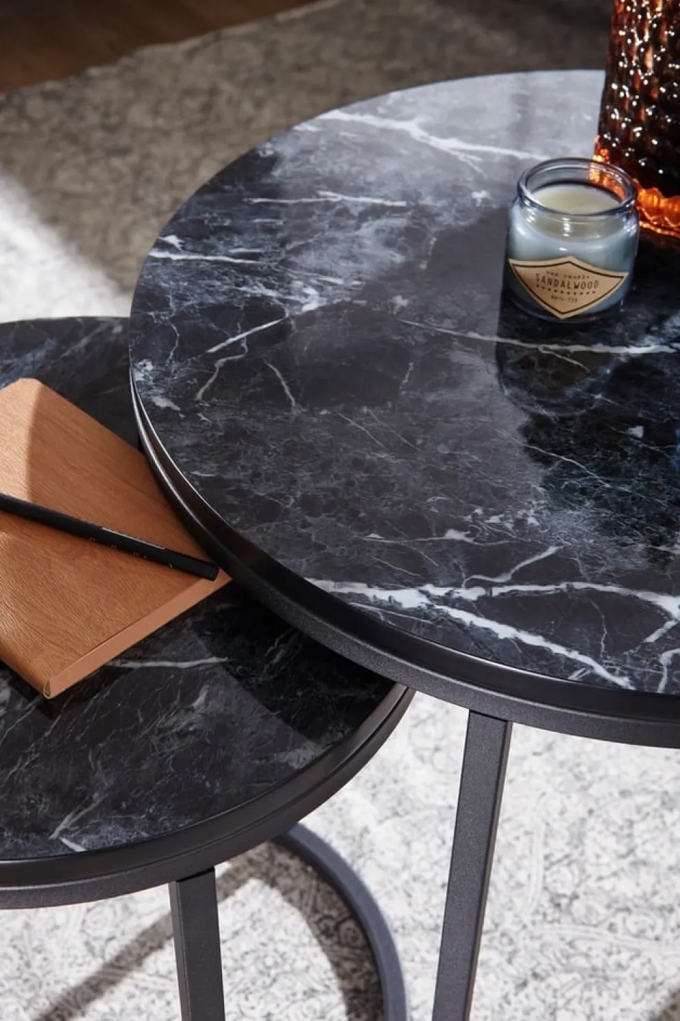 MID.YOU Zweisatztisch Marmor schwarz Outlet